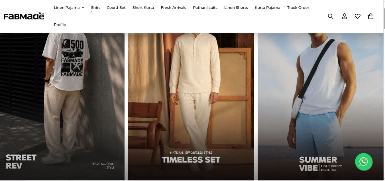 Fabmade – D2C clothing brand website