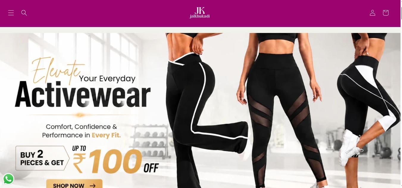 Jal Khukadi – women's activewear D2C brand website